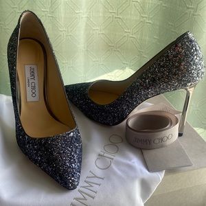 ROYALTY SPARKLY Jimmy Choo Romy 100 NWT